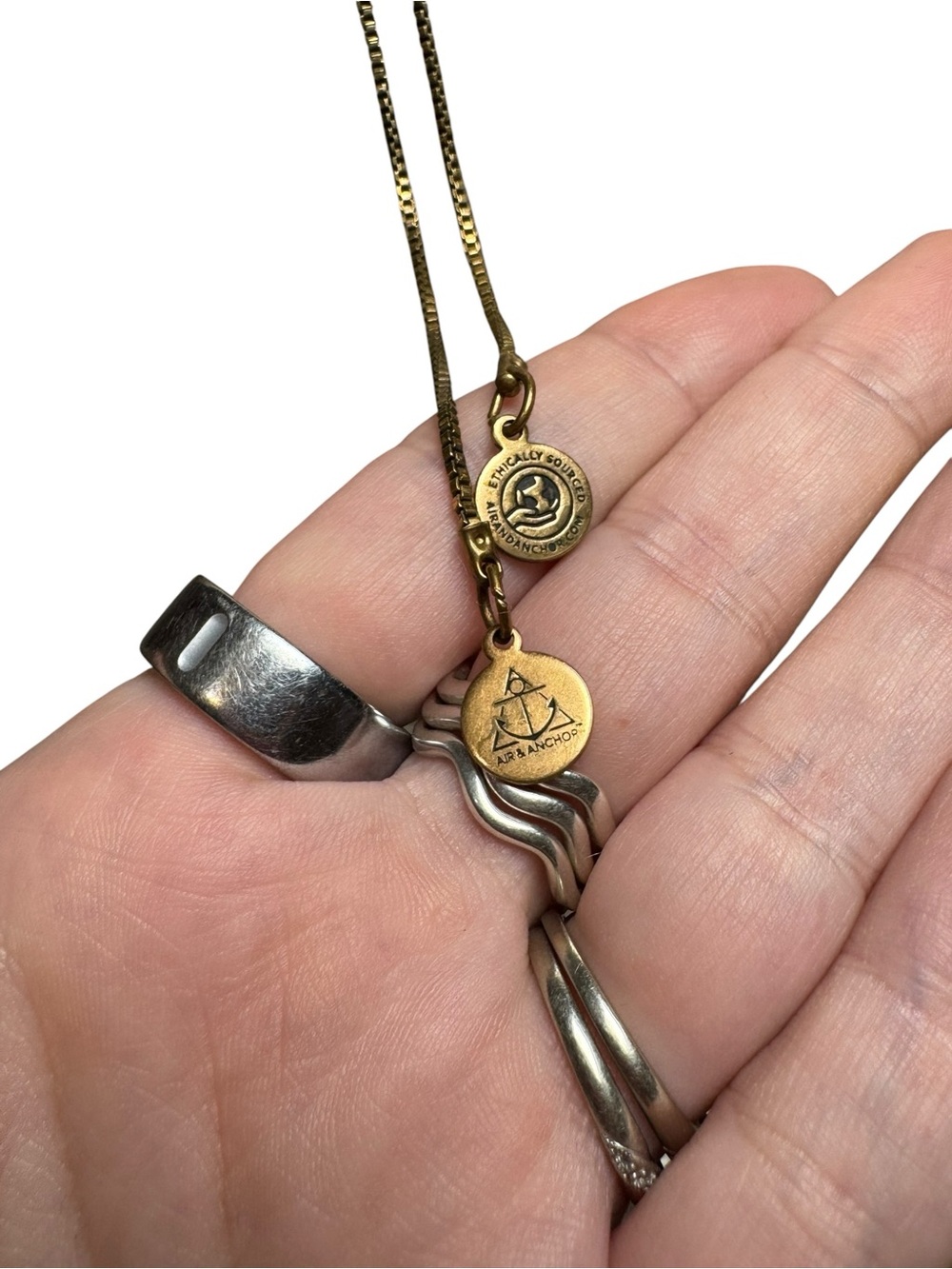 Air & Anchor Button Bolo Style Adjustable Chain Necklace - Picture 8 of 11